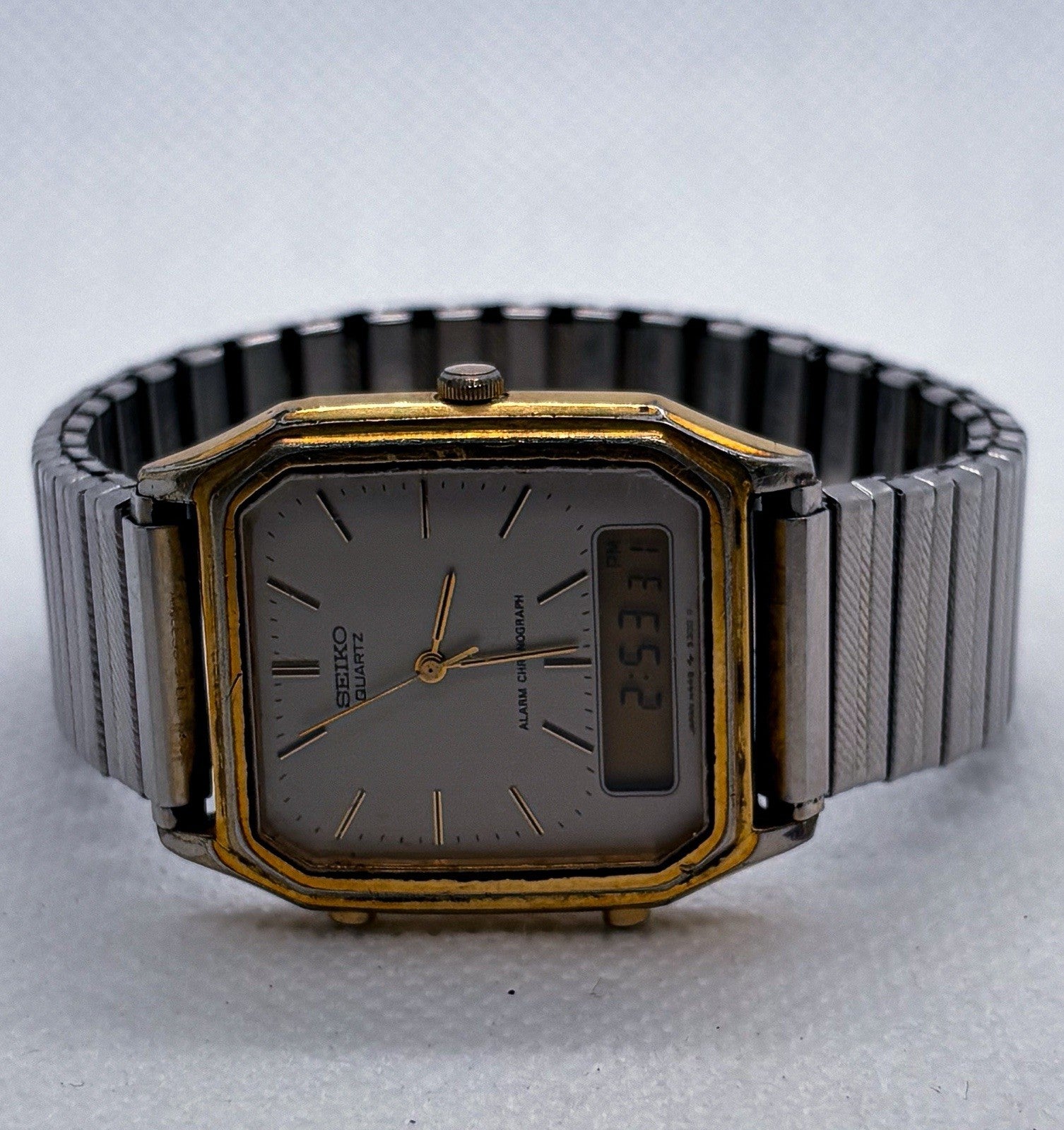 VTG 1984 Seiko H449-5210 Duo-Display "Ana-Digi" Alarm-Chronograph Watch Working