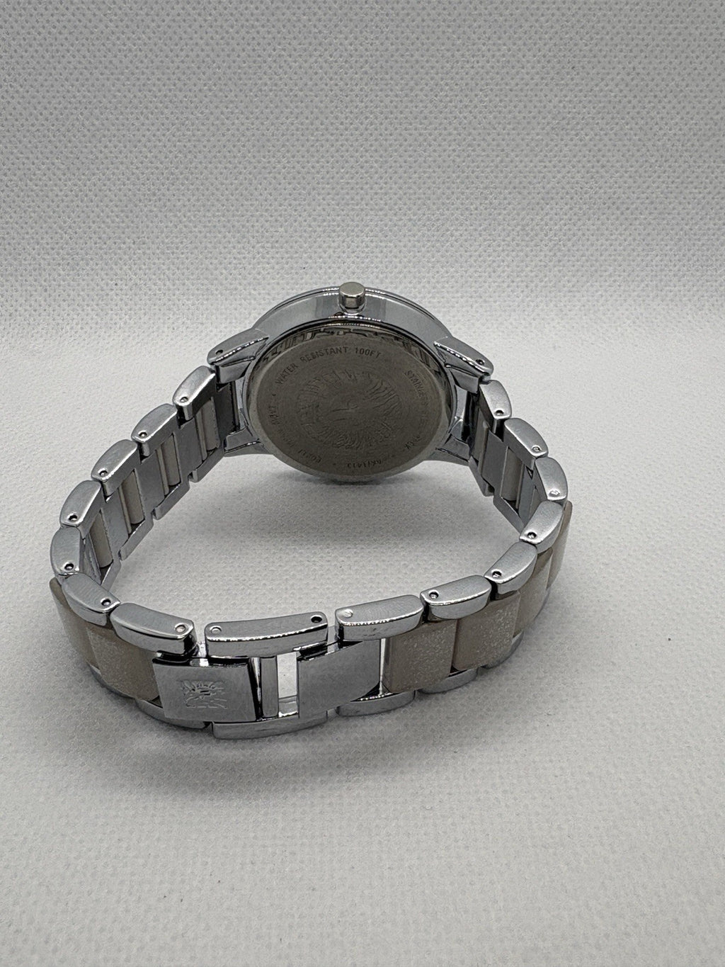 Anne Klein Women's AK/1413LGSV Silver-Tone and Light Grey Resin Bracelet Watch
