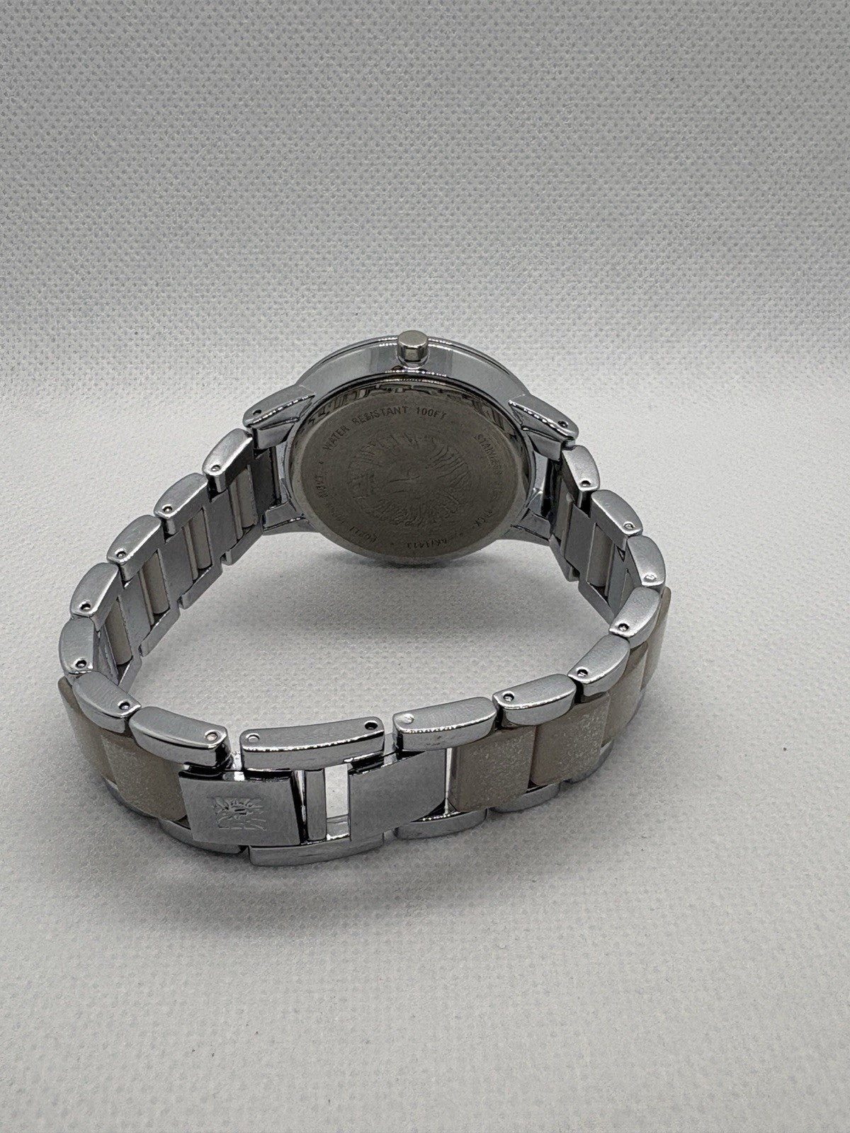 Anne Klein Women's AK/1413LGSV Silver-Tone and Light Grey Resin Bracelet Watch