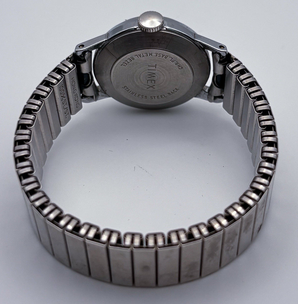 Vintage Timex Mechanical Ladies Date Watch 25mm Stainless Steel Back Runs