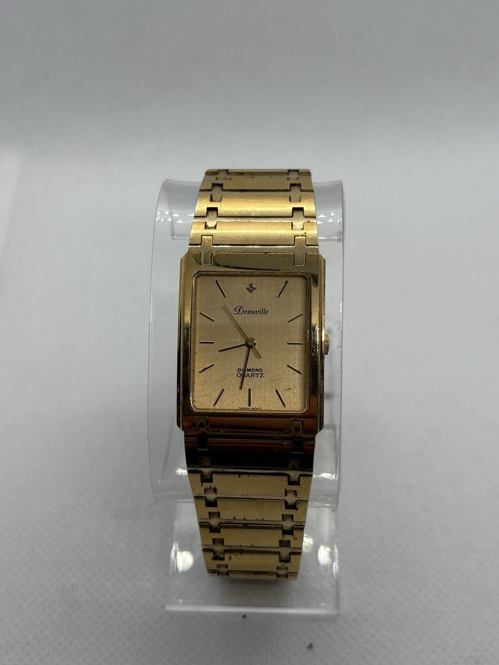 Deauville Diamond Gold Tone Analog Women's Tank Watch With New Battery 20/2092Y