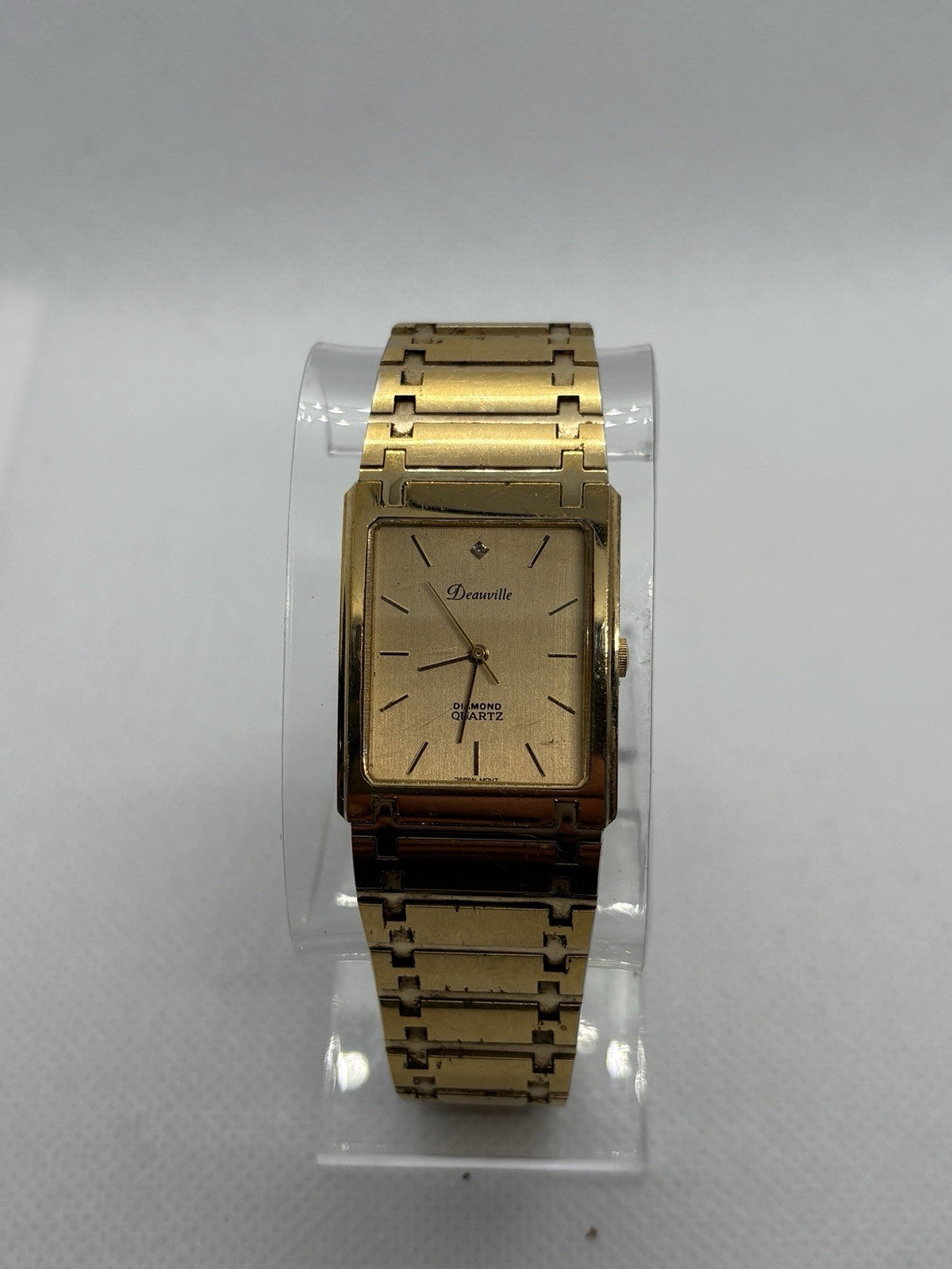 Deauville Diamond Gold Tone Analog Women's Tank Watch With New Battery 20/2092Y