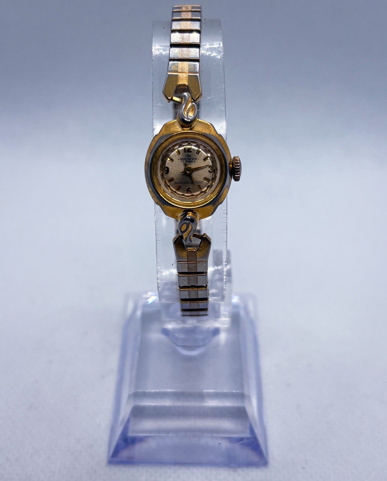 Vintage 1960s Unichron 17 Jewels Mechanical Women's Watch Gold Tone Manual Wind