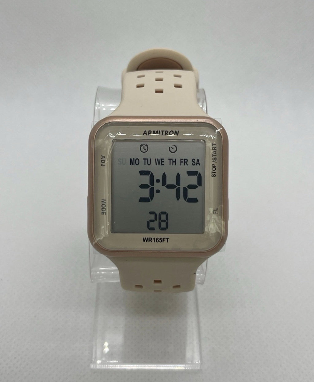 Armitron Unisex LCD Beige Silicone Chronograph Watch 40/8417PBH + Free LCD Watch