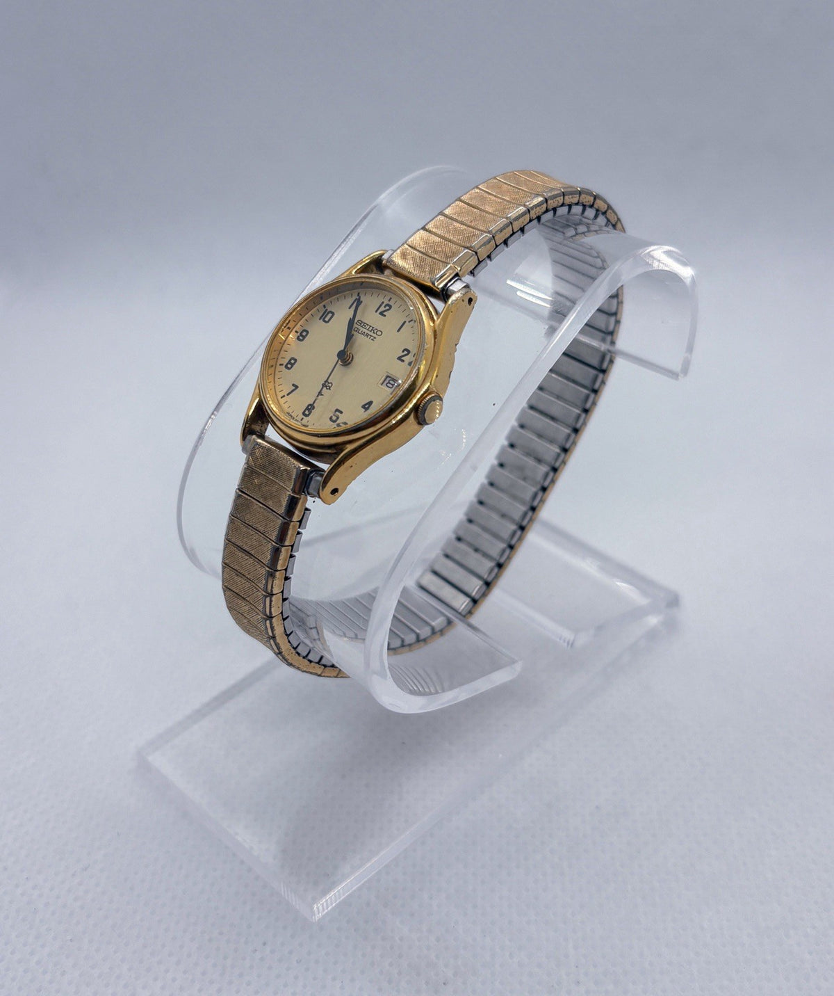 Vintage 1980 Seiko SQ Ladies Quartz Watch 2625-0129 Gold Tone Date Speidel