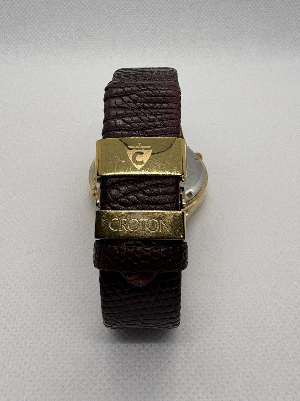 Croton Dual Time Japan MVT Cream Dial Genuine Brown Leather Band