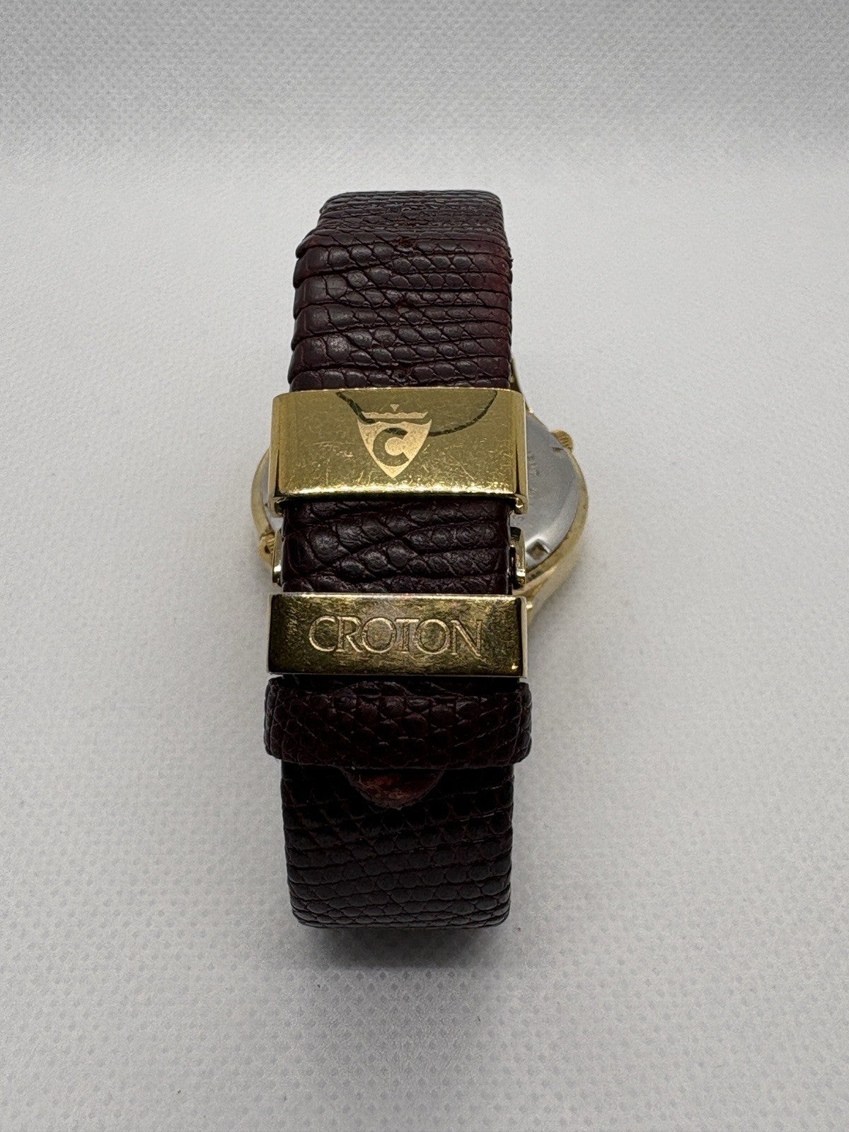 Croton Dual Time Japan MVT Cream Dial Genuine Brown Leather Band