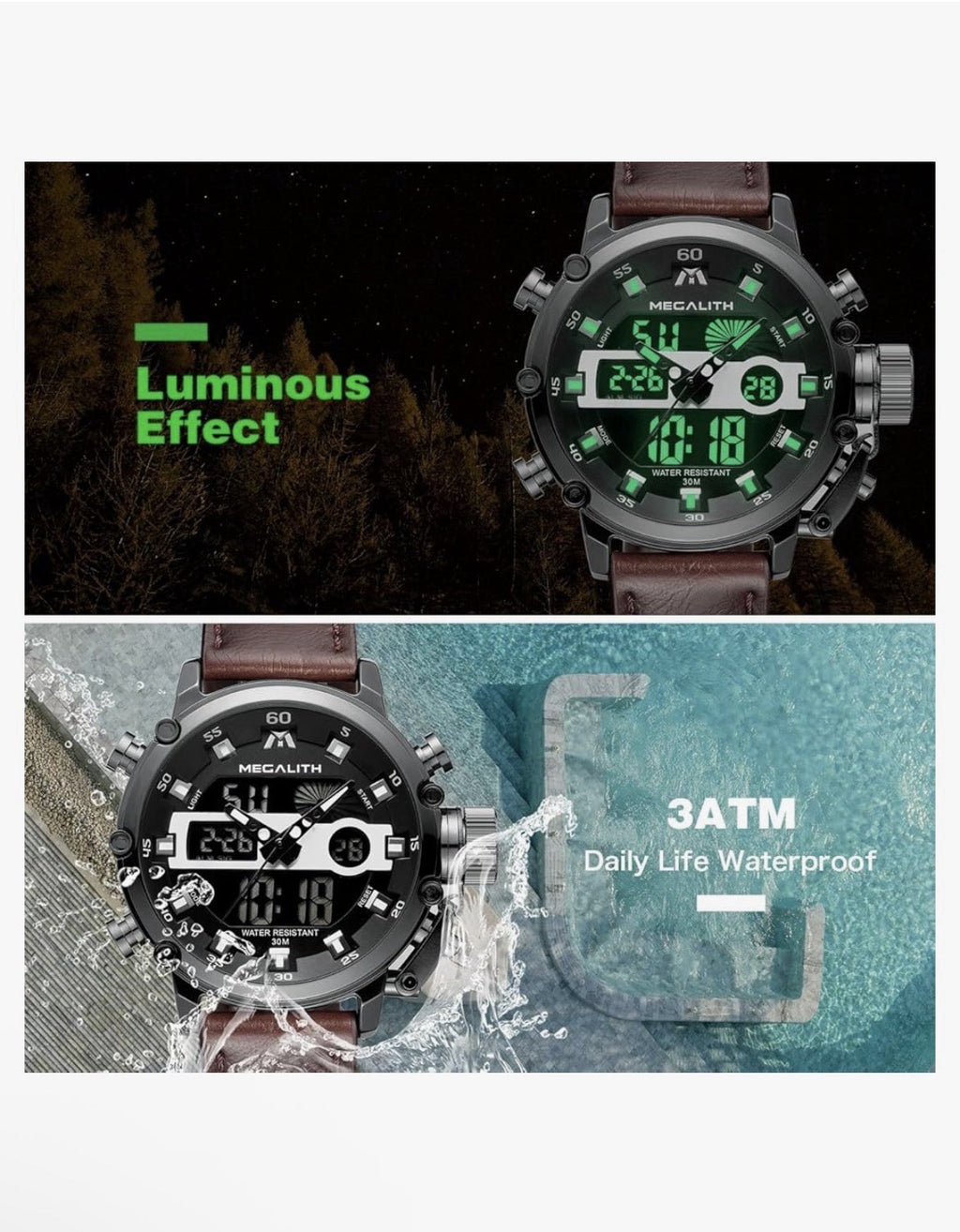 MEGALITH Mens Watch Digital Military Sport Tactical Multifunction 8051M See Desc