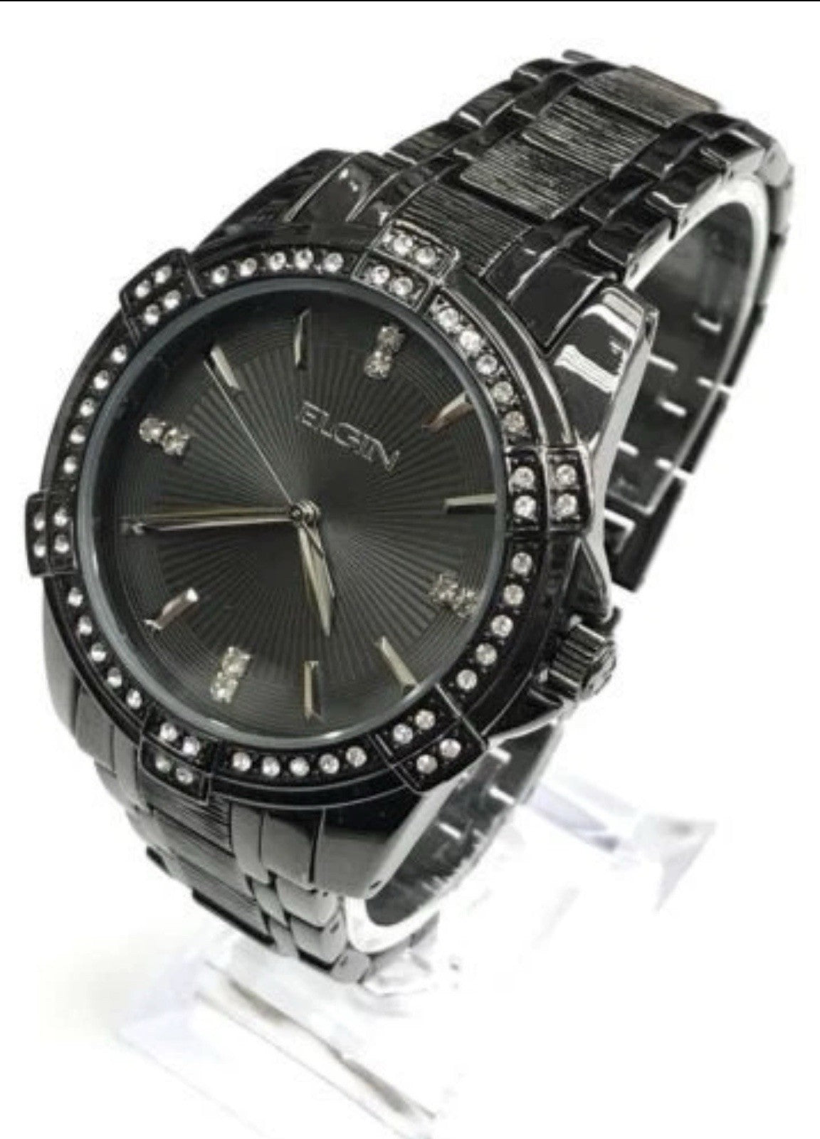 Elgin Men’s Black Tone Quartz Watch FG10009GNST 2 Pcs Set 42mm