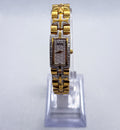 Bulova Ladies Diamond Watch 98R68 Two Tone Cross Link Patterned Dial WORKING
