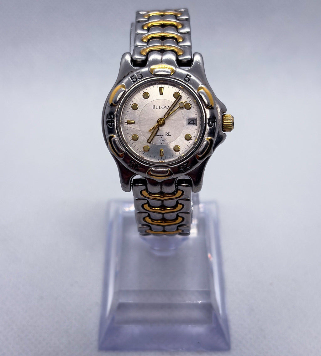 Vintage 2000 Bulova Marine Star 100m Two-Tone Quartz Ladies Watch Rare AT&T 5.5”