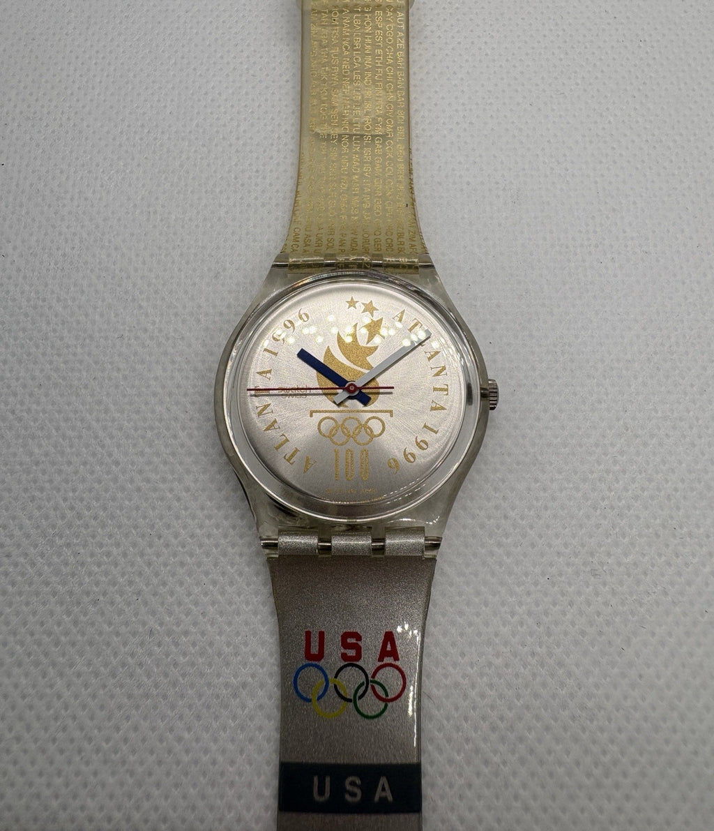 NEVER WORN 1996 Atlanta 100th Olympics Swatch Swiss Quartz Watch in Box GZ150J
