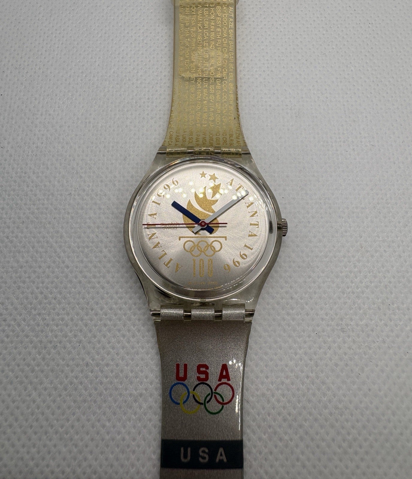 NEVER WORN 1996 Atlanta 100th Olympics Swatch Swiss Quartz Watch in Box GZ150J