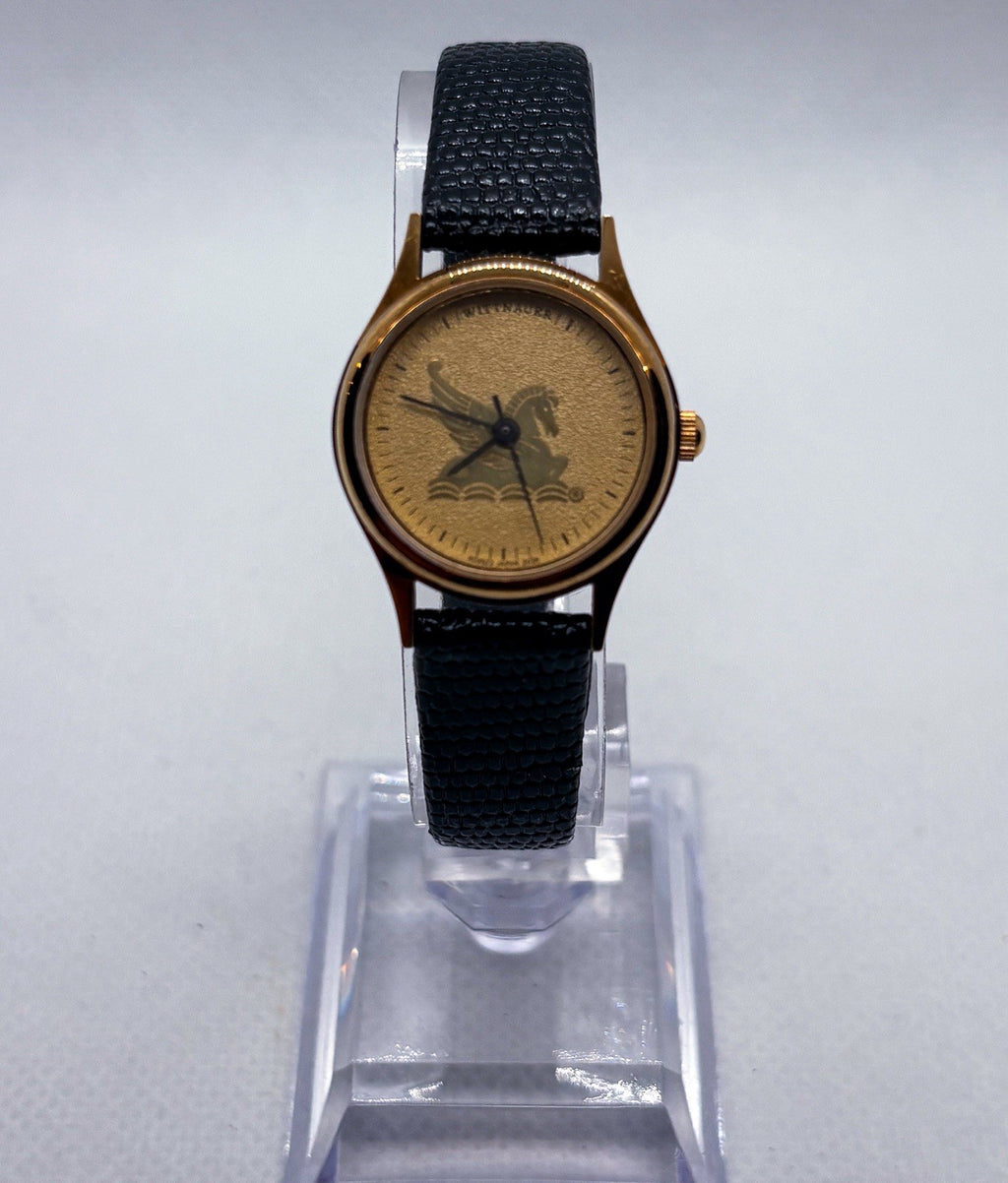 Vintage 1990s Wittnauer Ladies Watch RD2522 Mobil Oil Pegasus 24mm Gold Tone