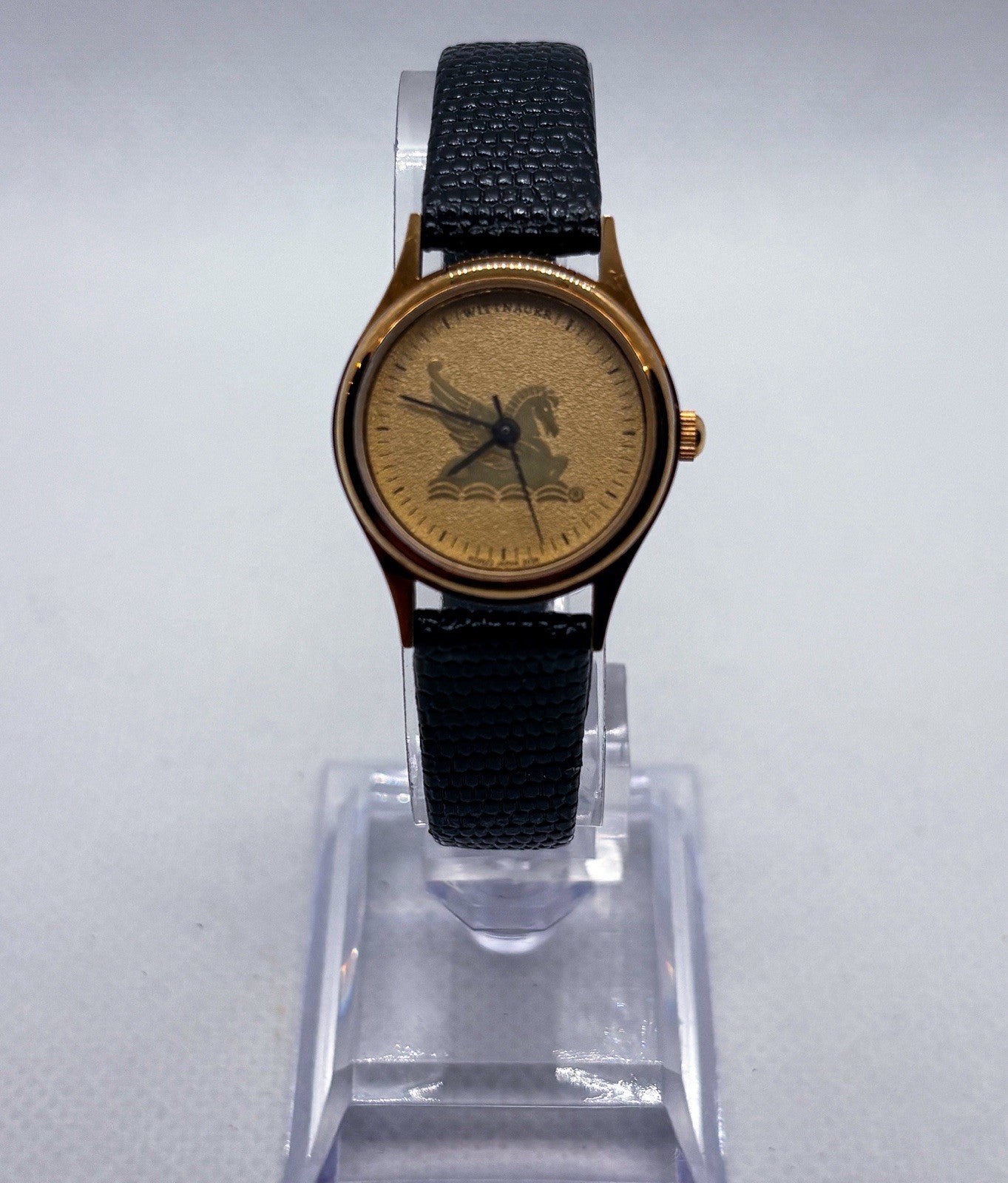 Vintage 1990s Wittnauer Ladies Watch RD2522 Mobil Oil Pegasus 24mm Gold Tone