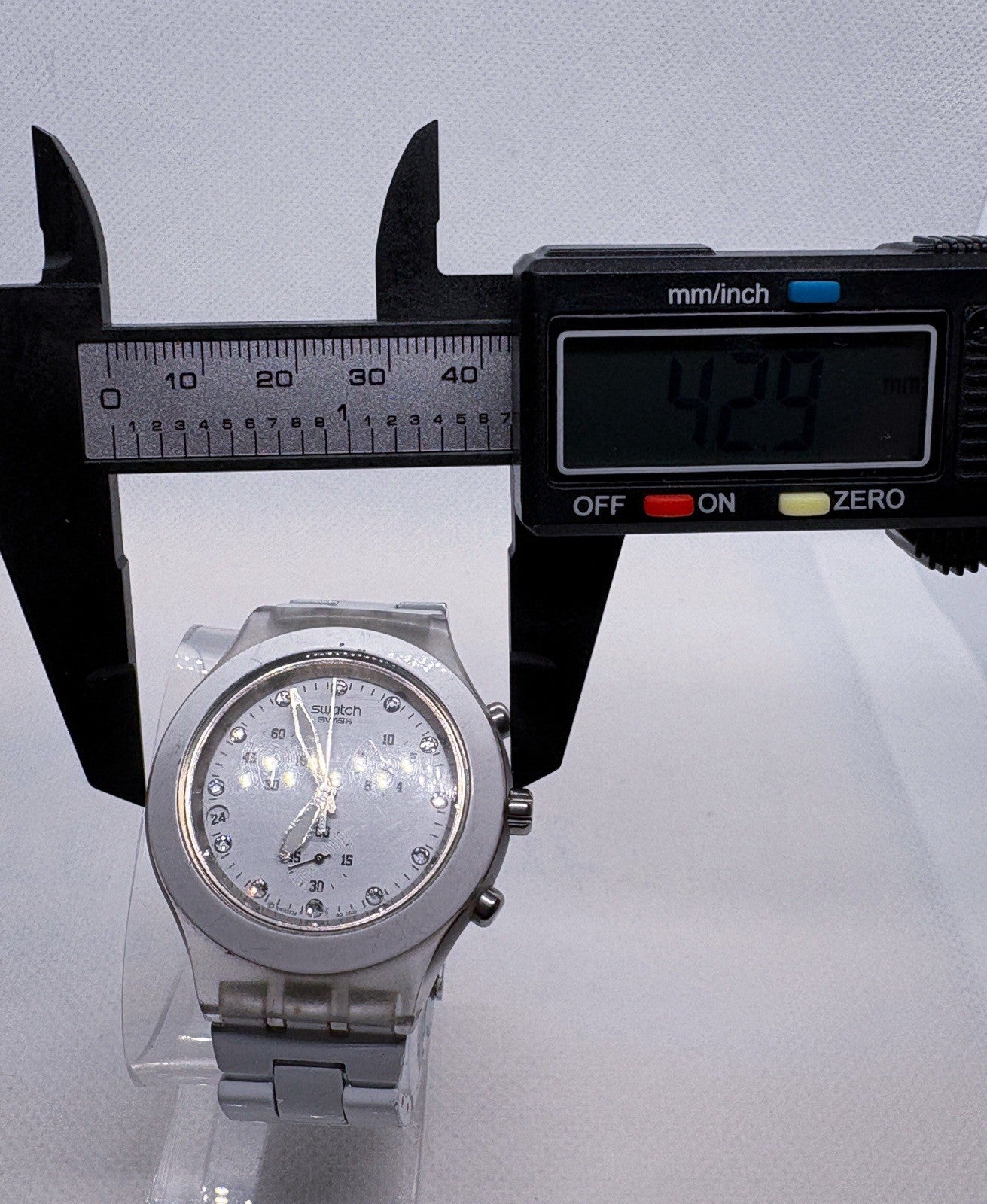 Swatch Irony Diaphane Full-Blooded Chronograph Watch Men 43mm White Dial Working