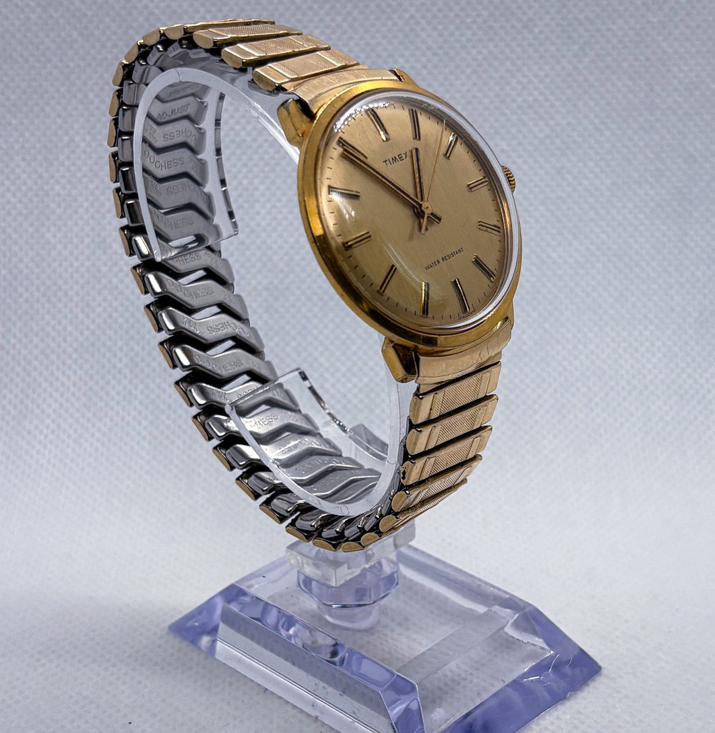 Vintage 1977 Timex Marlin Mechanical Watch 26161 Gold Tone Manual Wind Working