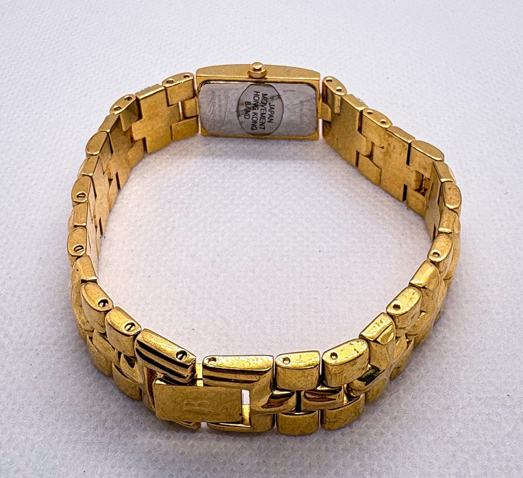 Bulova Ladies Diamond Watch 98R68 Two Tone Cross Link Patterned Dial WORKING