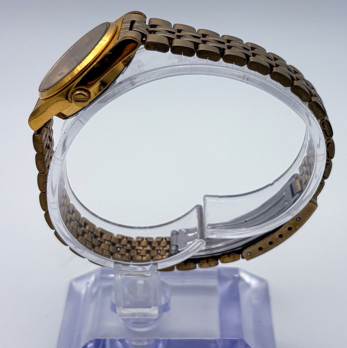 Vintage 1994 Seiko SQ Ladies Watch Gold Tone Day Date 25mm Roman 12 7N83-0081