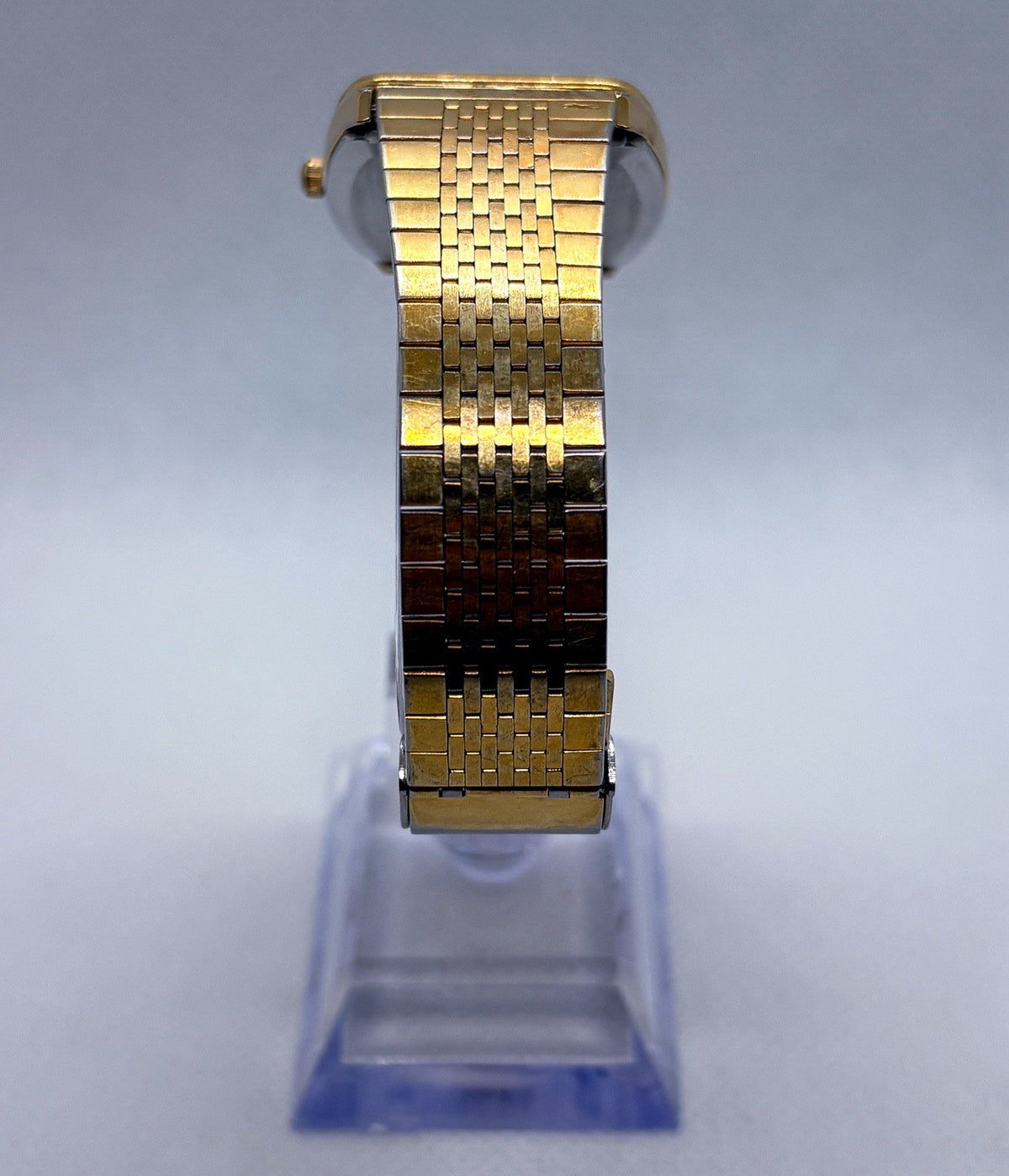 Vintage 1978 Seiko SQ Quartz Watch 2633-5029 Gold Tone Black TV Dial Day Date