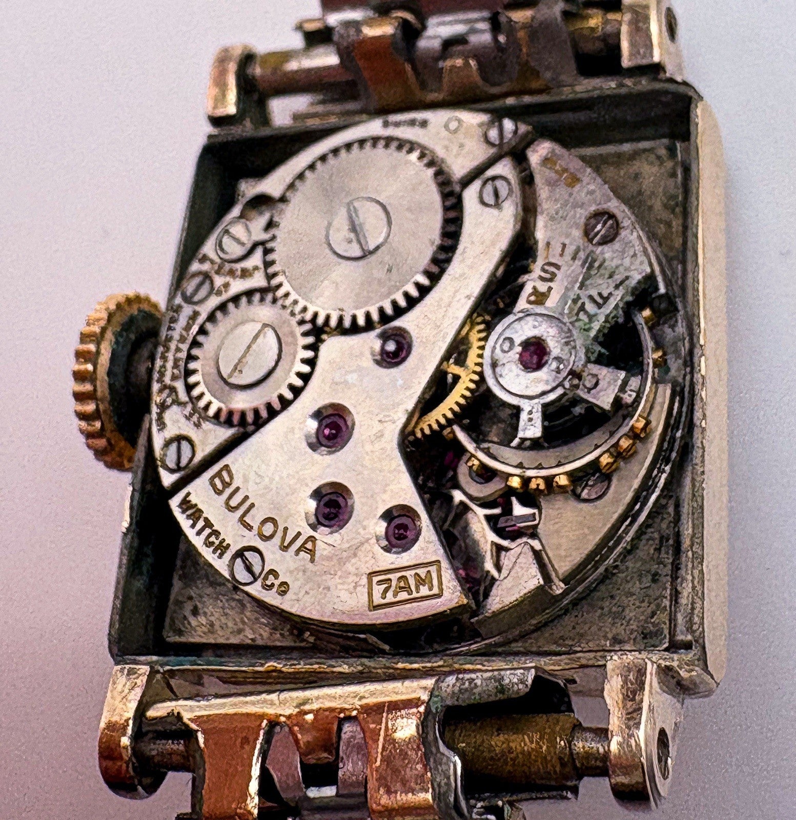 Vintage 1944 Bulova 7AM Mechanical Ladies Square Watch 10K RGP Expansion Band