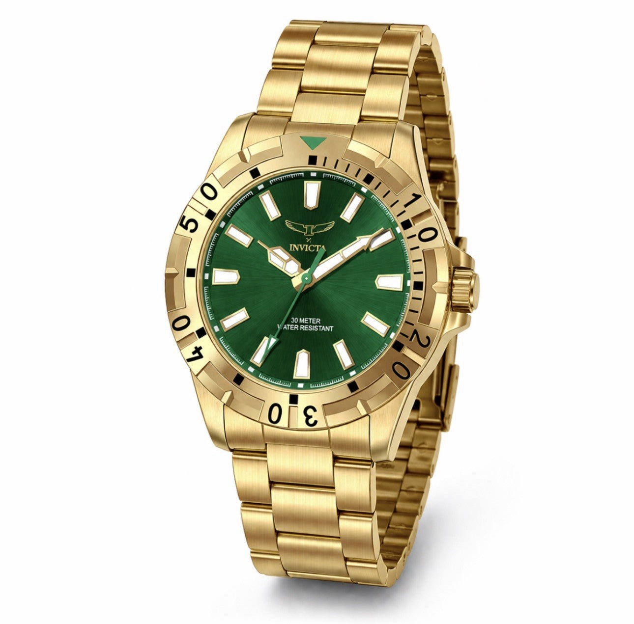 Invicta Specialty I Men's Watch Gold 42mm Case Green Dial Stainless Steel 69034