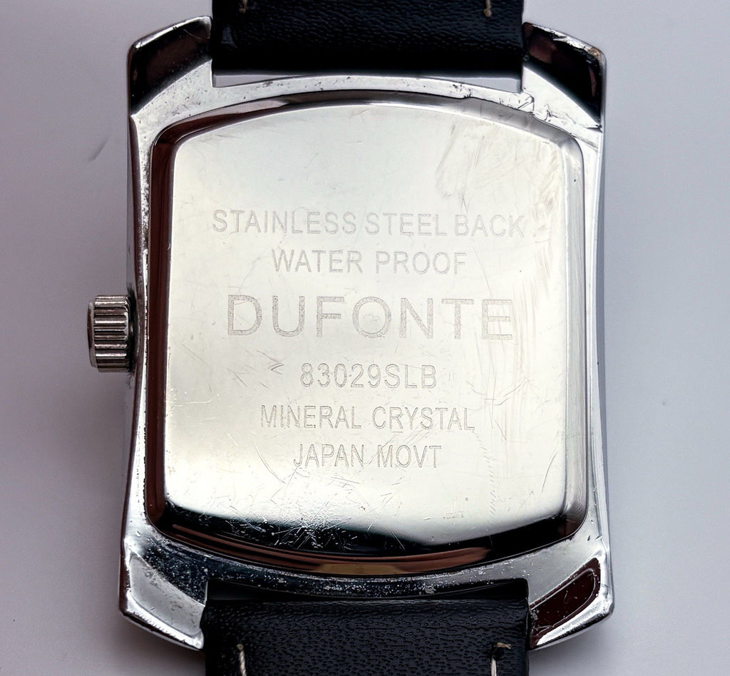 Vintage Dufonte by Lucien Piccard 83029SLB Quartz 34mm Mens Tank Watch Date Run