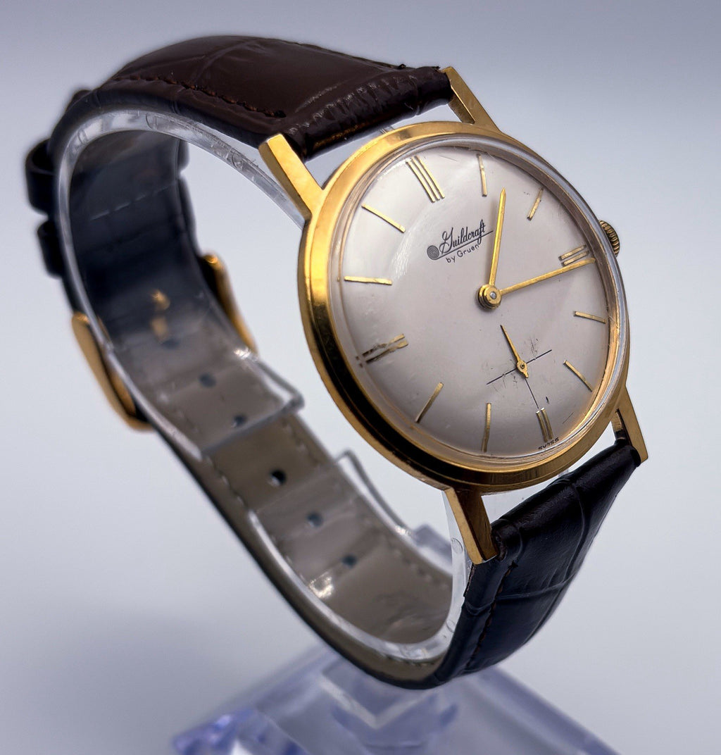 Vintage Guildcraft by Gruen 17 Jewels Mechanical Manual Wind Dress Mens Watch