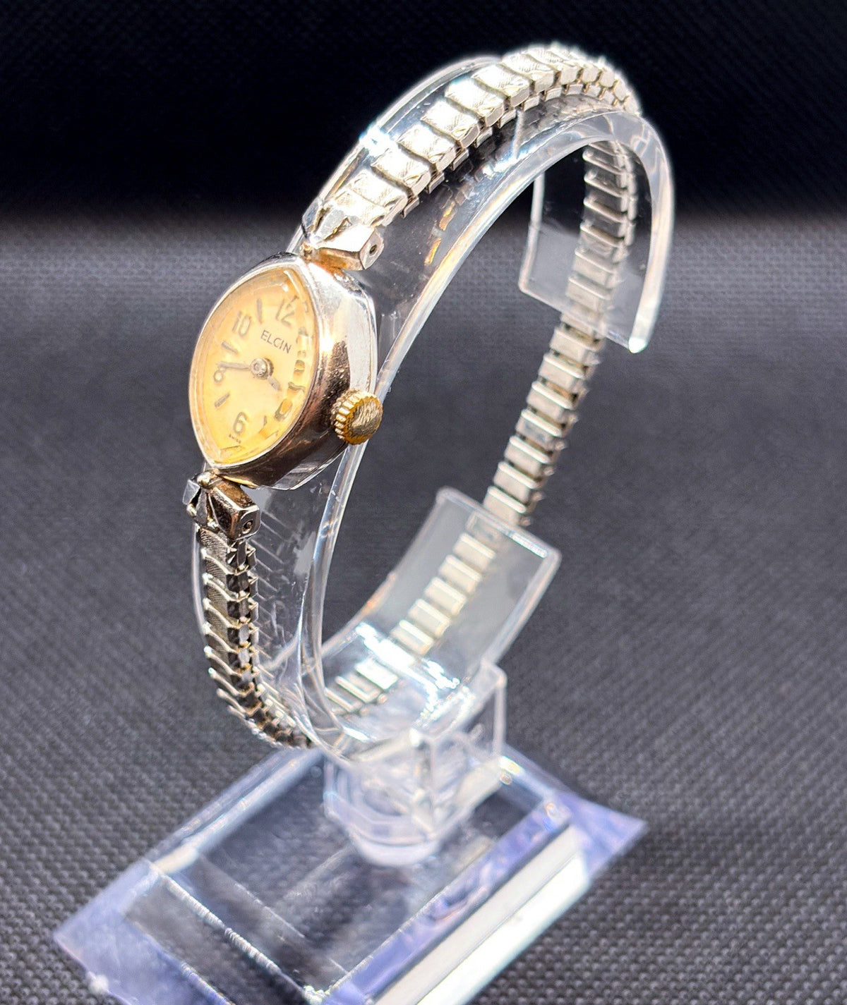 Vintage 1960 Elgin Ladies Cocktail Watch 17J Manual Hand Wind 10K RGP Bezel 3614