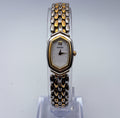VTG 1999 Seiko Y150-5M89 Ladies Two Tone Rice Link Watch White Hex Shield Dial