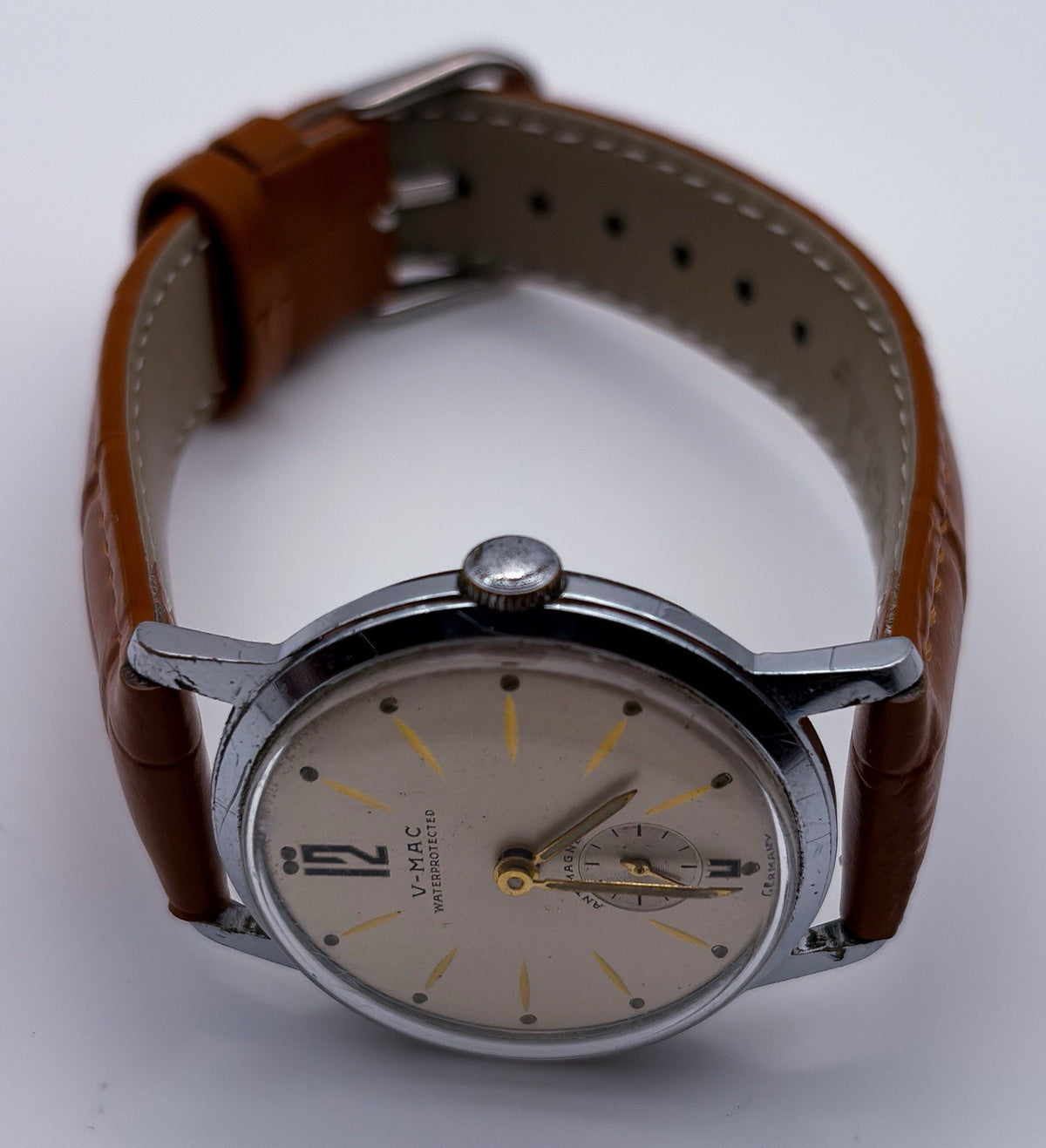 Vintage V-Mac Mechanical Manual Wind Sub-Second Germany Mens Watch Runs
