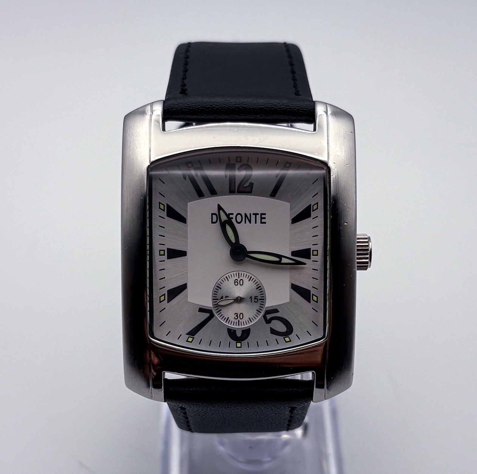 Vintage Dufonte by Lucien Piccard 83029SLB Quartz 34mm Mens Tank Watch Date Run
