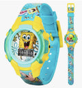 Spongebob Digital Watch w/ Metal Tin Box LCD Interactive Flashing Display