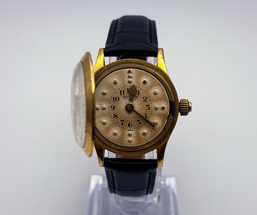 Vintage Gotham 17 Jewels Braille Watch Mechanical Touch For The Blind Unisex