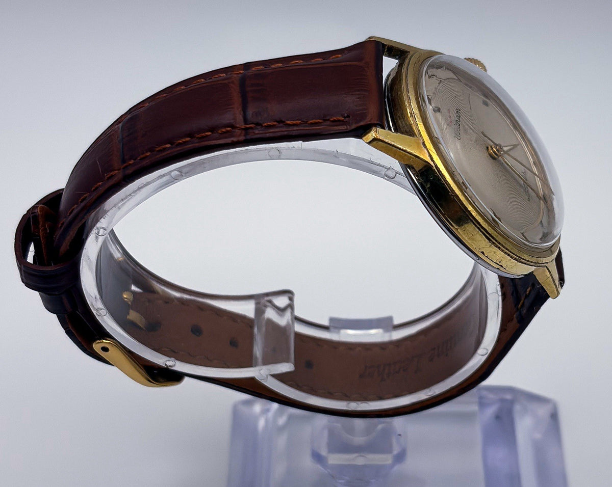VTG 1960s Waltham 17J Manual Wind Bullseye Pinstripe Gold Plated Mens Watch Runs