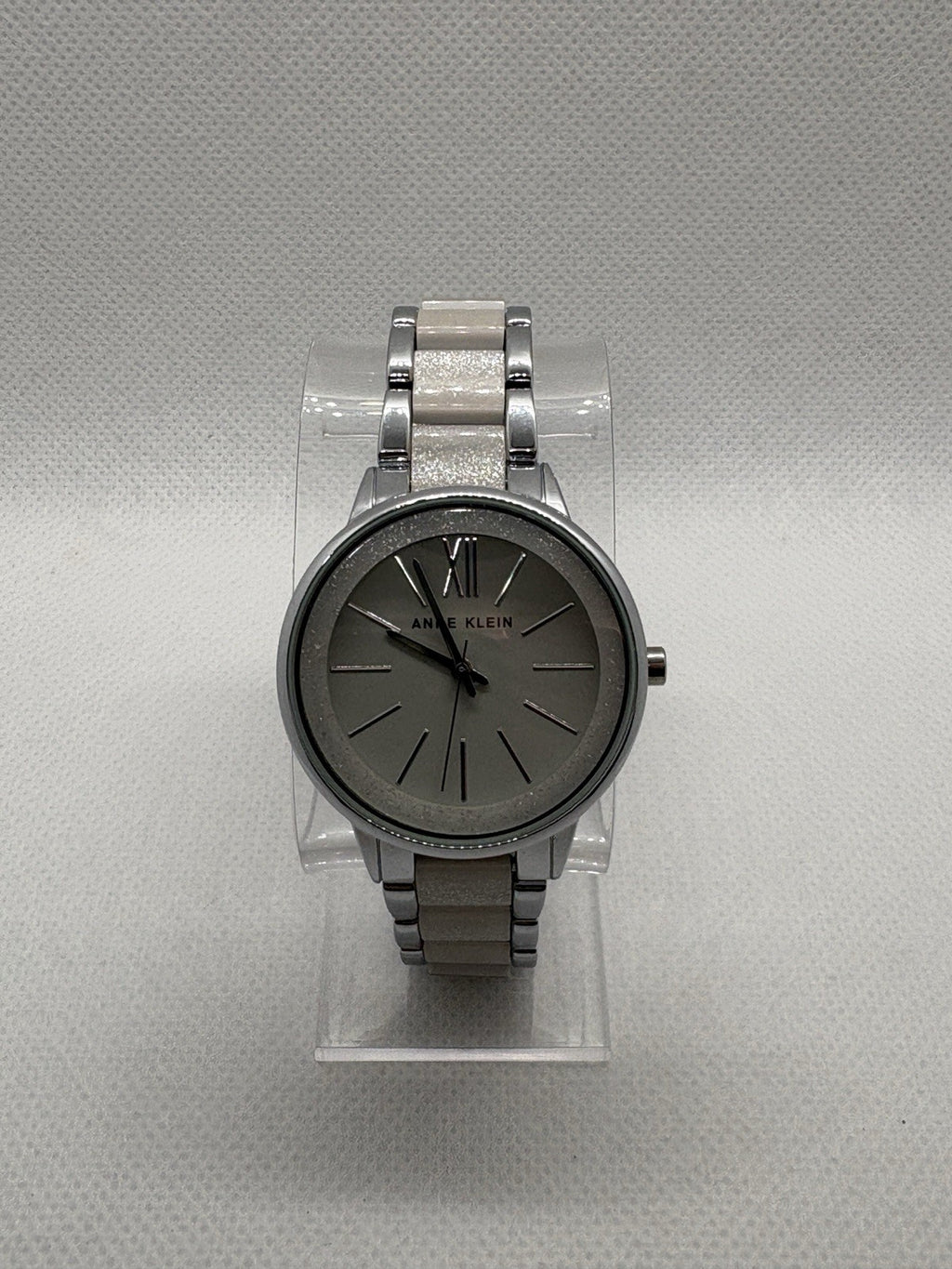 Anne Klein Women's AK/1413LGSV Silver-Tone and Light Grey Resin Bracelet Watch