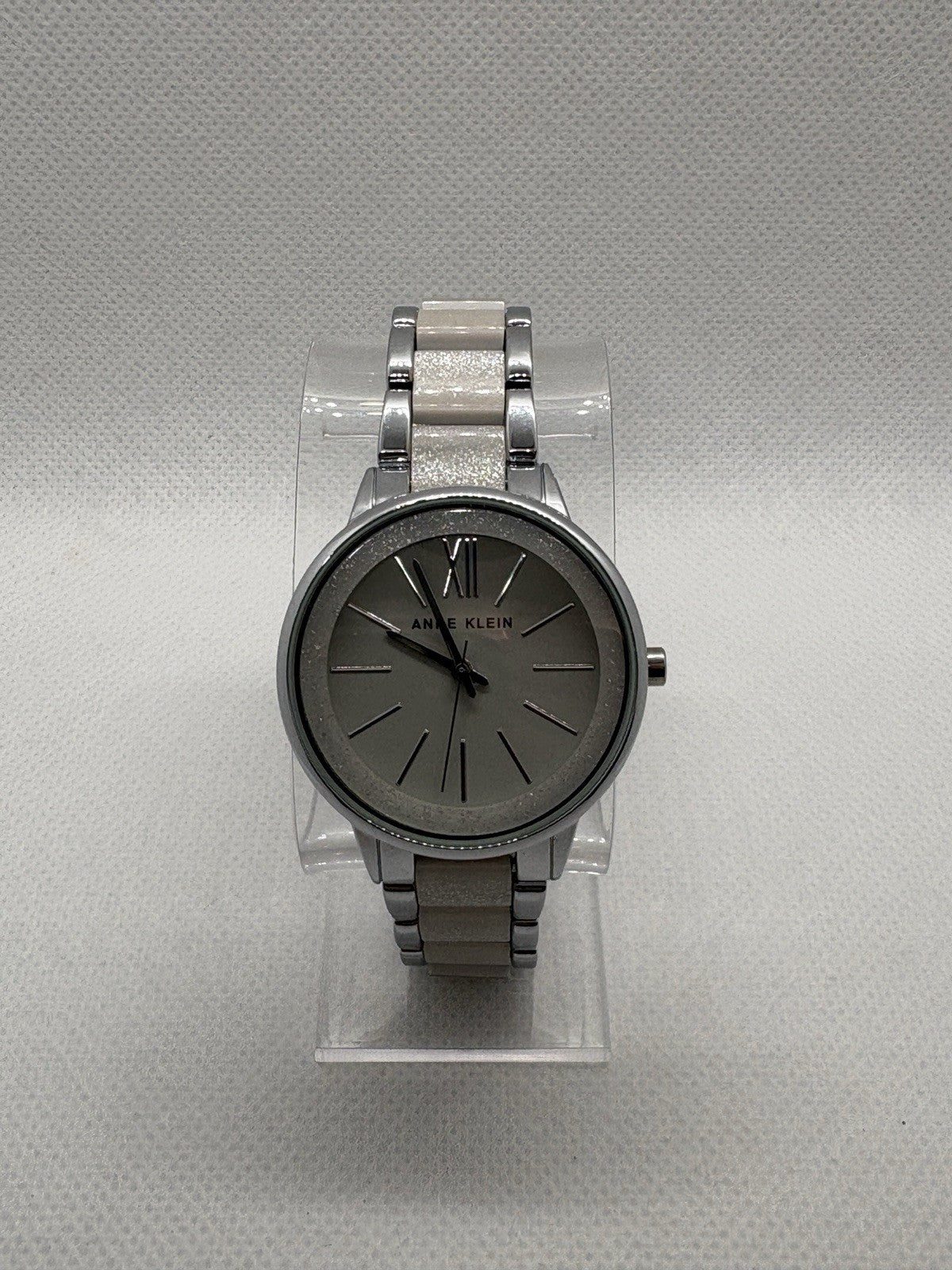 Anne Klein Women's AK/1413LGSV Silver-Tone and Light Grey Resin Bracelet Watch