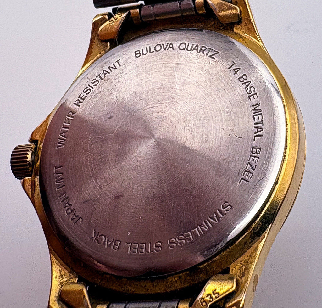 Vintage 1994 Caravelle by Bulova T4 Gold Quartz 35mm Mens Watch Day Date 42C85