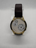 Croton Dual Time Japan MVT Cream Dial Genuine Brown Leather Band