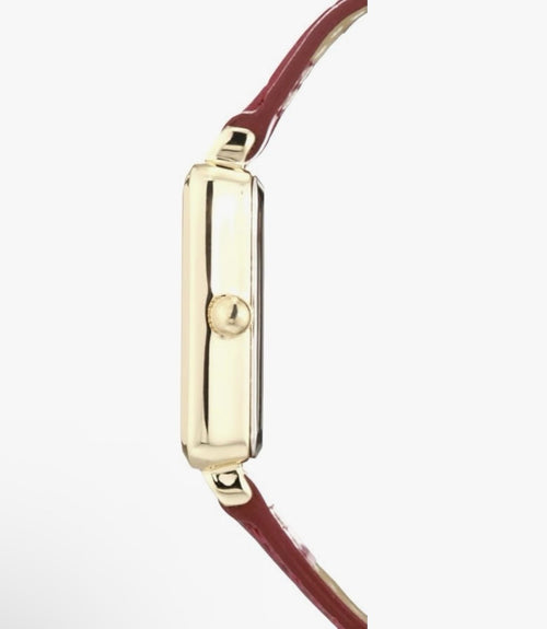 Anne Klein Women's Glitter Accented Croco-Grain Strap Watch, AK/3820 Red/Gold