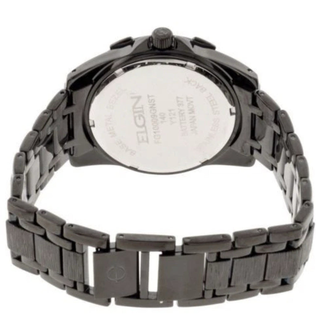 Elgin Men’s Black Tone Quartz Watch FG10009GNST 2 Pcs Set 42mm