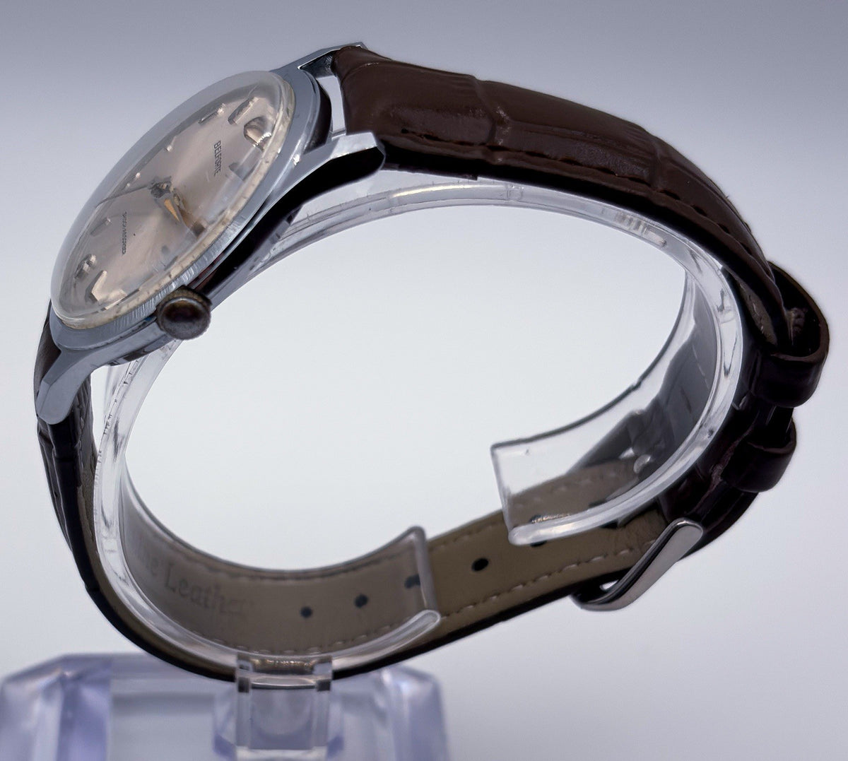 Vintage Belforte Series 9045 Mechanical Manual Wind Mens Field Dress Watch
