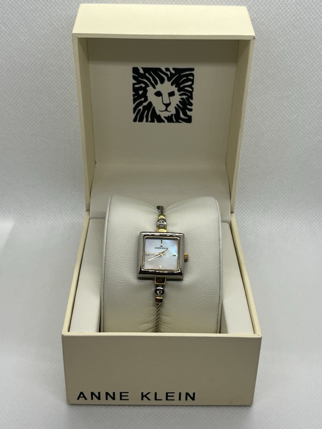 Anne Kline Dress Watch MOP Dial Silver Rectangle Bracelet Band New Battery