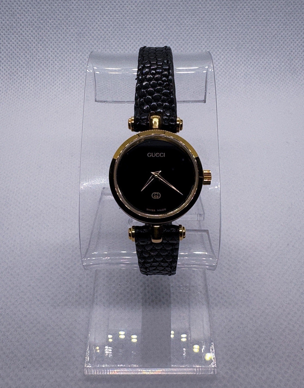 Gucci 2000L Sherry Line Watch Quartz Womens Black Dial Swiss Made With Box