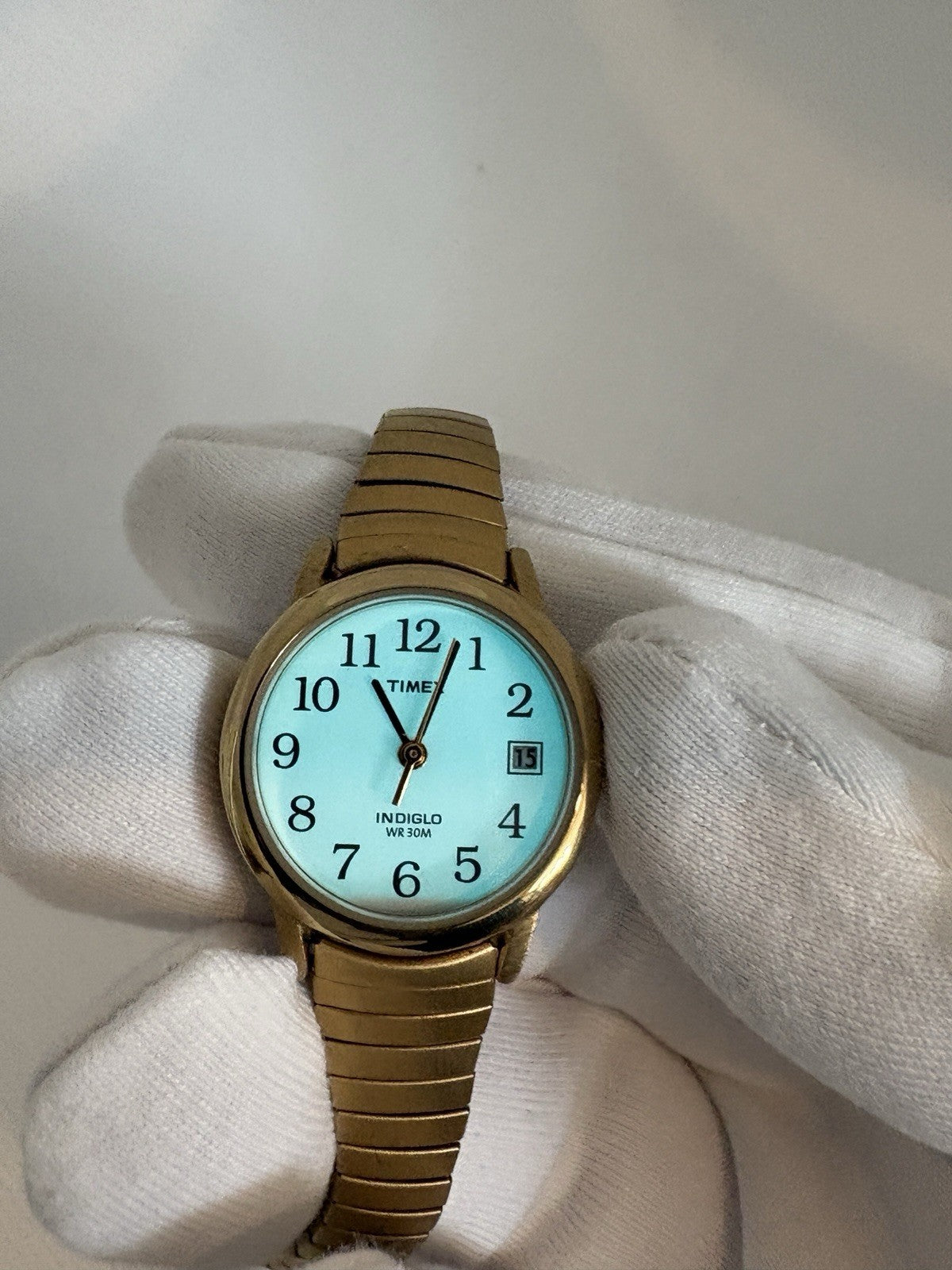 Timex Easy Reader Watch Women Indiglo 25mm Gold Tone Stretch Band New Battery