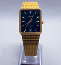 Vintage Benrus Diamond Quartz Gold Tone Black Dial Date Tank Men's Dress Watch
