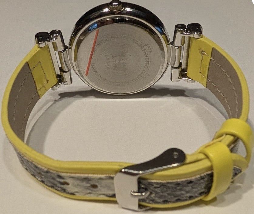 Jules & James Diamond Simulant Accented Snake Print Yellow Band JJ1218 NIB