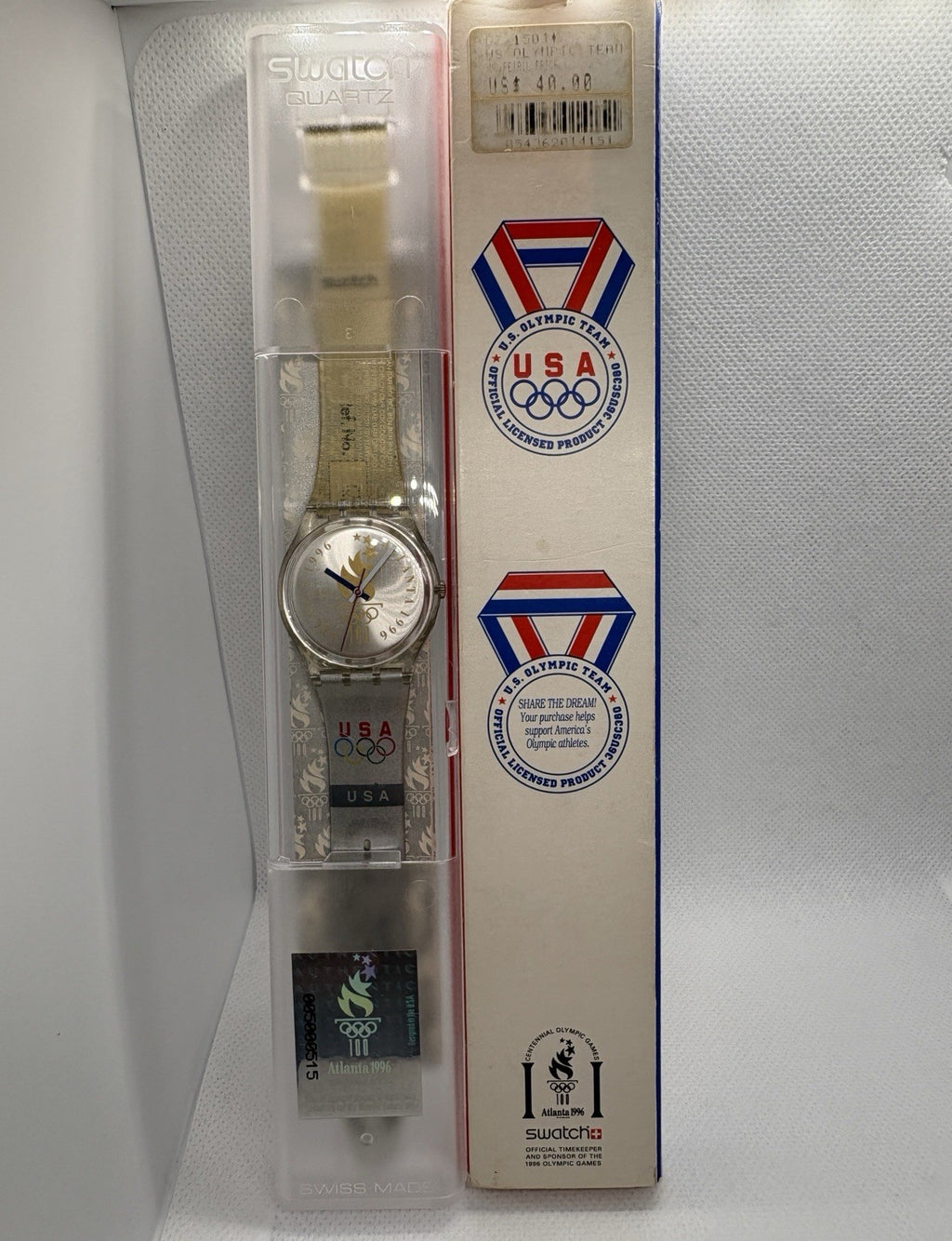 NEVER WORN 1996 Atlanta 100th Olympics Swatch Swiss Quartz Watch in Box GZ150J
