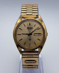 Vintage 1978 Seiko SQ 4336-8089 Champagne Dial Men's Gold Watch Day Date Speidel