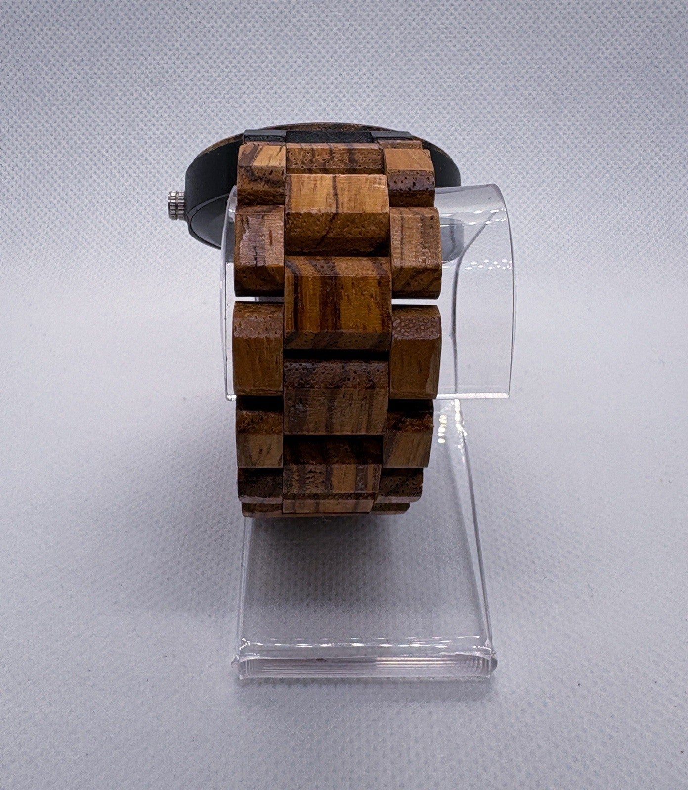 BOBO BIRD Men's Zebra Wood Watch O26-1 Day Date Quartz Handcrafted Excellent